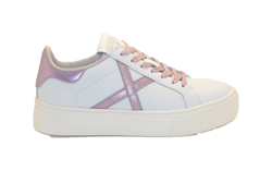 SNEAKERS RETE SKY 76 IN PELLE BIANCA E ROSA